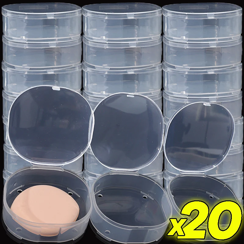 Boîte de rangement de bouffées de poudre en plastique Transparent, 1/20 pièces, boîtes d'emballage de stockage respirantes, résistantes à l'humidité et à la poussière, étui de maquillage, outils