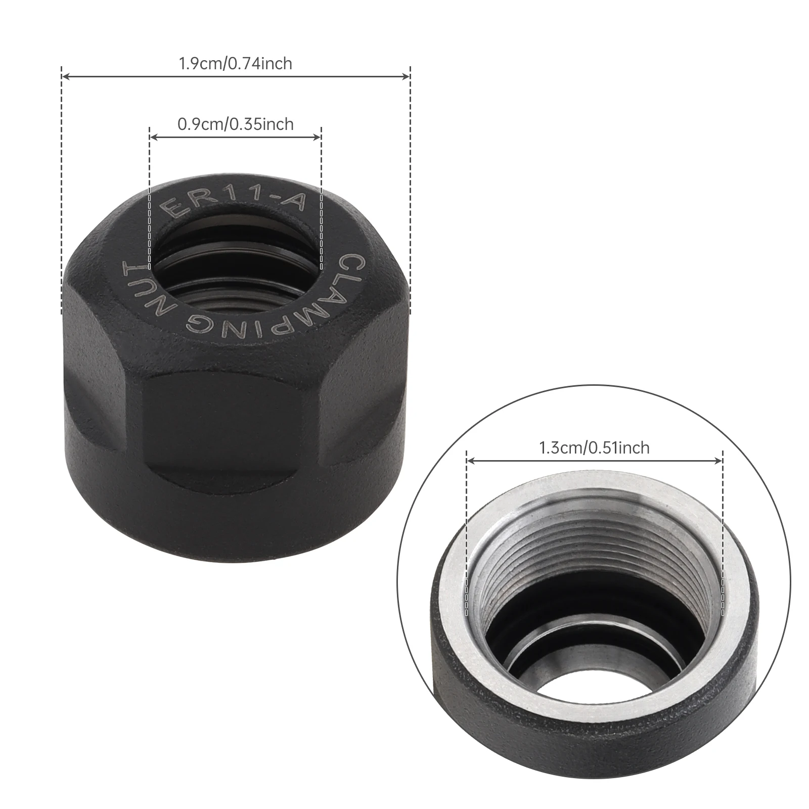 ER11 A Collet Clamping Nuts for CNC Milling Chuck Holder Lathe, ER11A Collet Nut Engraving Machine Spindle Motor