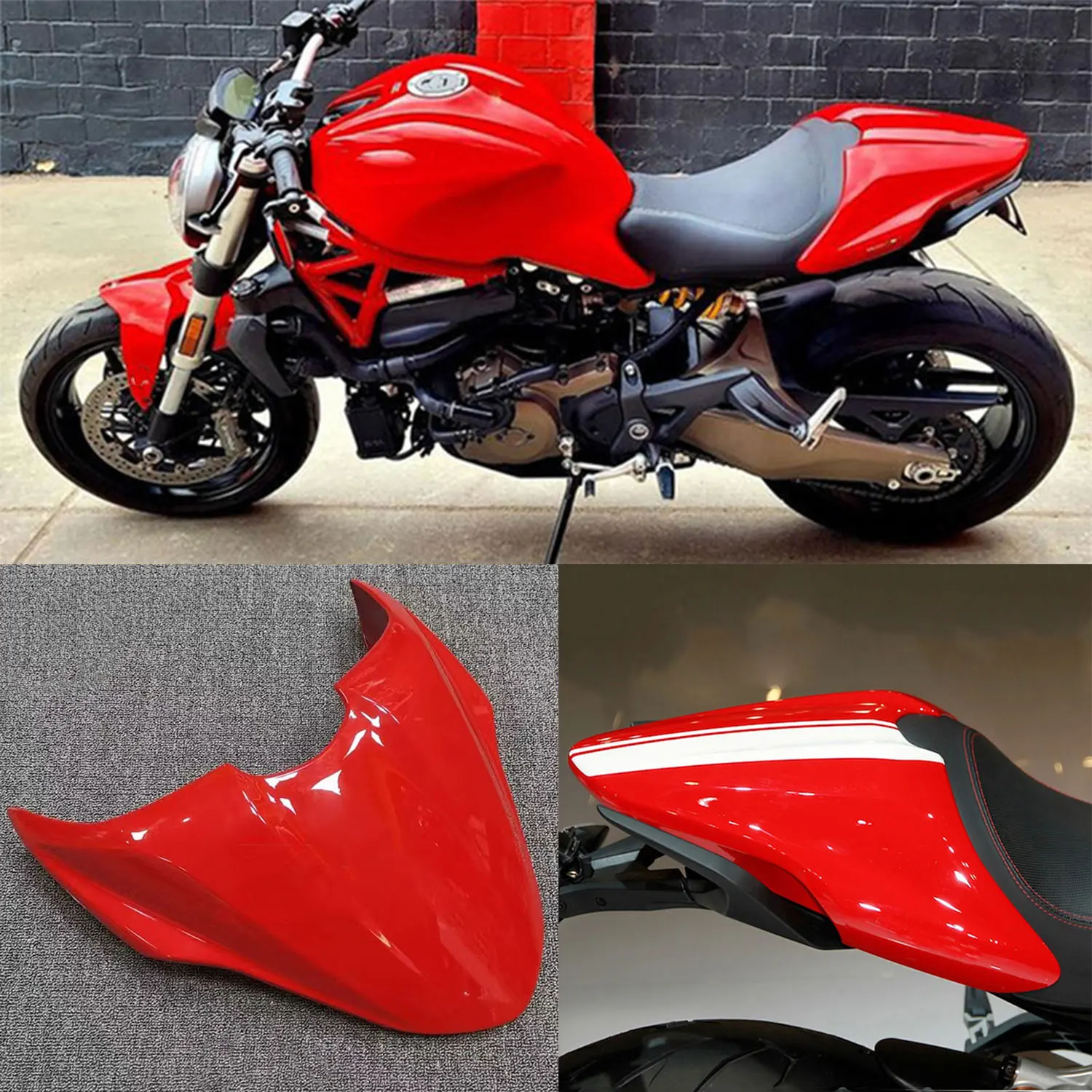 

For Ducati Monster 821 1200 S 2014 2015 2016 2017 Motorcycle Pillion Rear Passenger Cowl Cover Tail Fairing Seat Hump Fairing