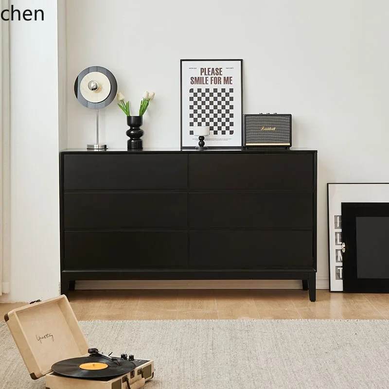 all solid wood six-chest cabinet bedroom light luxury living room locker master bedroom bedside storage cabinet