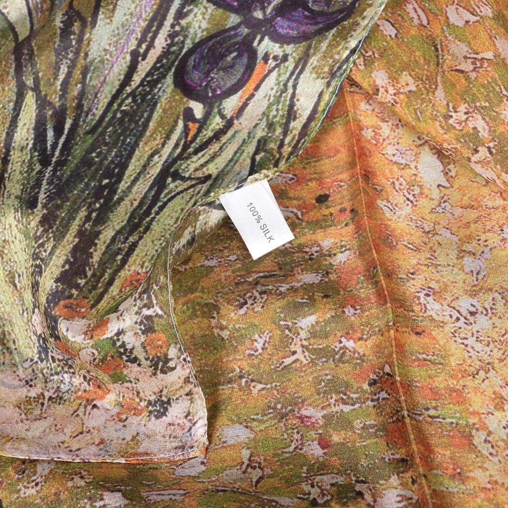 BYSIFA|New Winter Khaki 100% Silk Scarf Shawl Bufanda Women Fashion Floral Summer Long Beach Shawl Spring Fall Ladies Scarves image 3