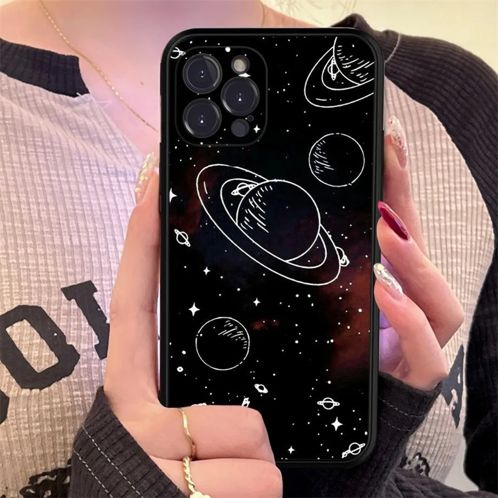 Sky Space Planet Moon Stars Phone Case Silicone Soft for iphone 15 14 13 12 11 Pro Mini XS MAX 8 7 6 Plus X XS XR Cover