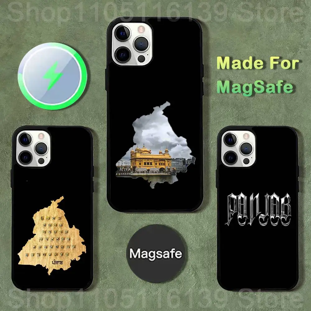 

Painting Punjab Map Phone Case For iPhone 17,16,15,14,13,12,11,Pro,Max,Plus,Mini,SE4,E Magnetic Magsafe Wireless Charging