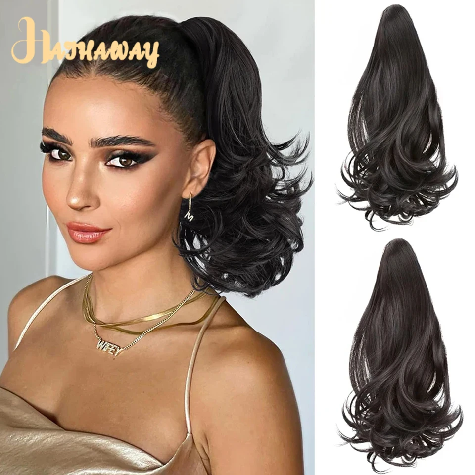 

High-temperature Hair Synthetic Wig Ponytail Women's Pear Roll Grab Clip Type High Ponytail Fluffy Ultra Light Curly Hair Braid