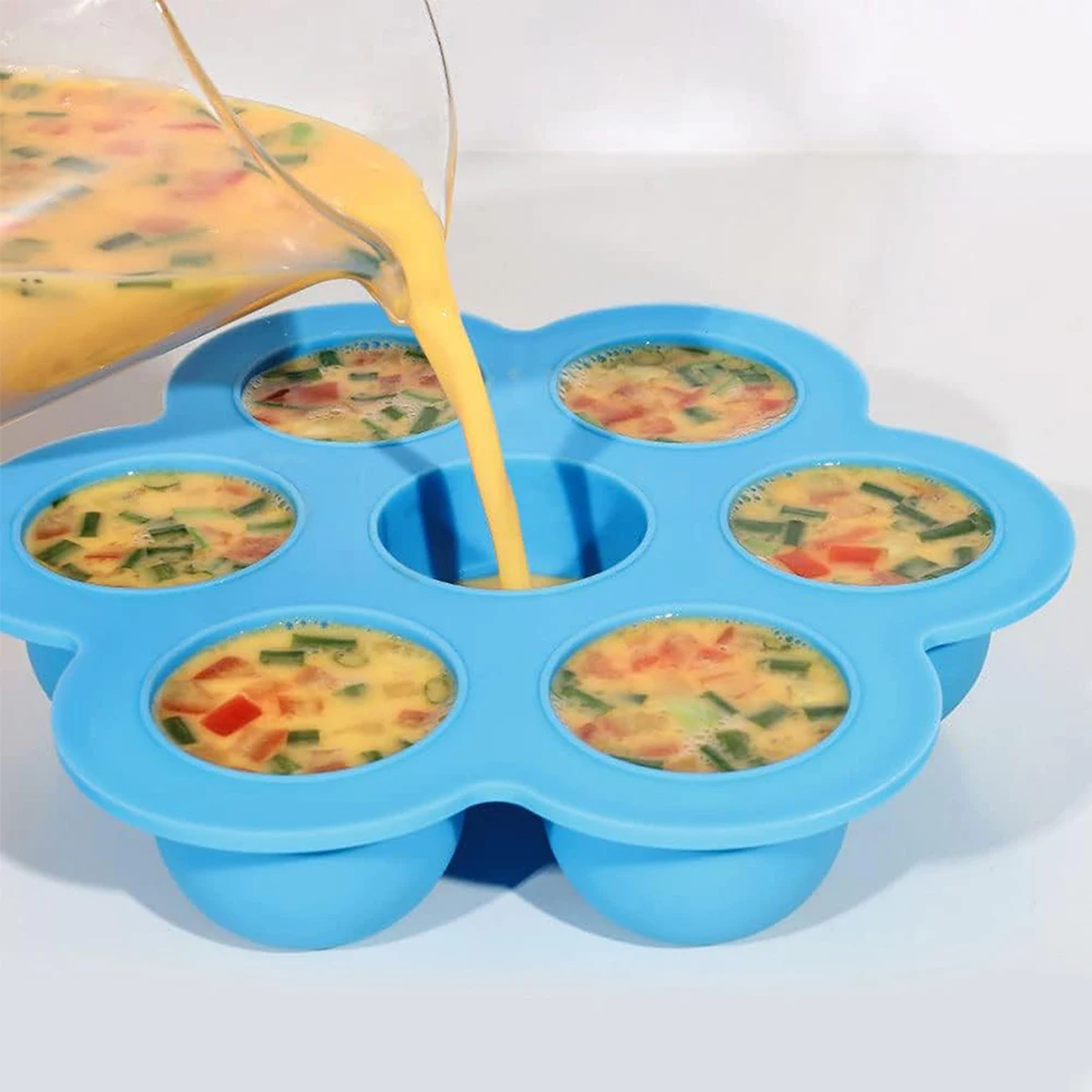 Moldes para mordeduras de huevo para olla instantánea, accesorios de silicona para congelador, bandejas para cubitos de hielo, contenedores de almacenamiento de alimentos con tapa, moldes de pastelería