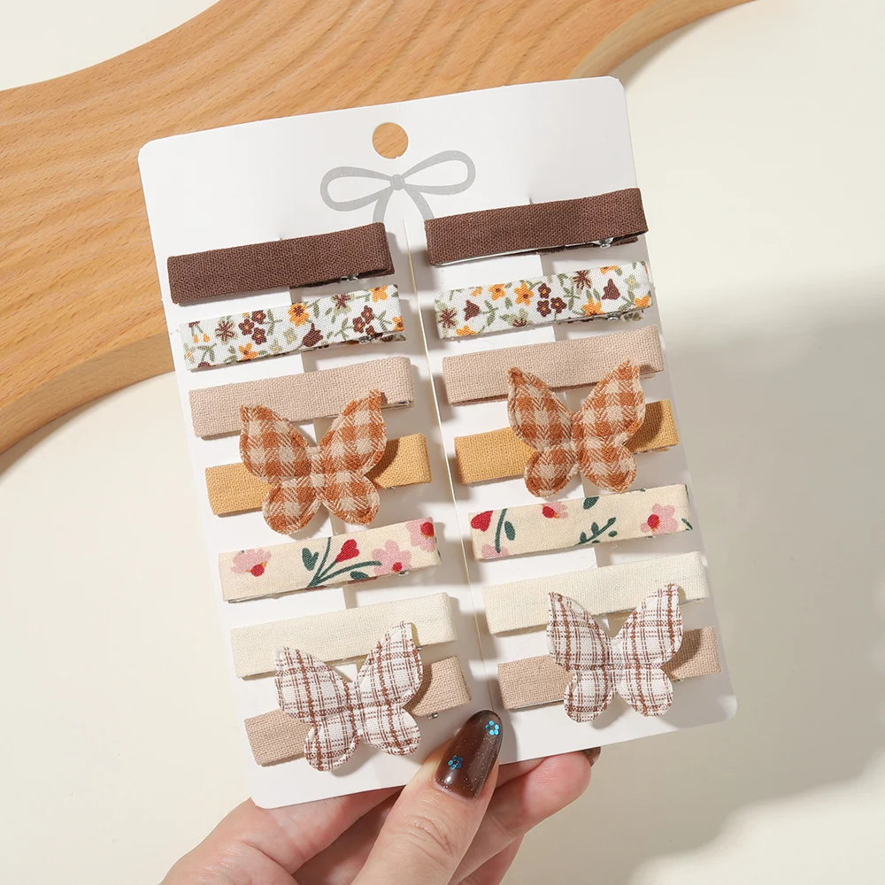 1 Set Fabric Printed Square Hair Clips Children's Side Bangs Clip Teenagers and Girls Wear Hair Accessories in Autumn and Winter