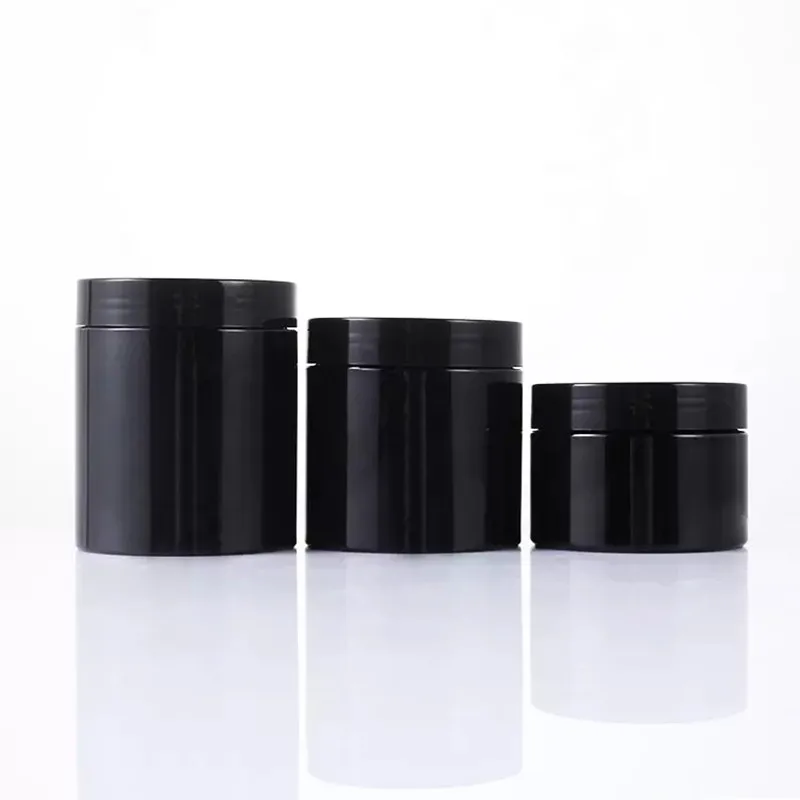 PET Plastic 100ml 120ml 150ml 200ml 250ml 300ml 500ml 8oz Black cosmetic jar for cream cosmetic packaging containers