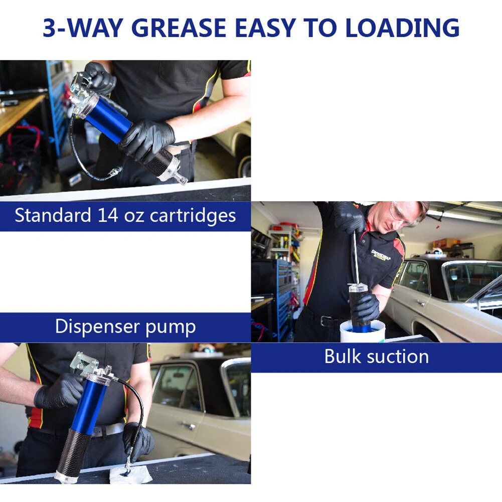 Pistol Grip Grease Gun Set Aluminum Alloy Manual Grip Grease Gun 400CC Handheld Grease Filling with Flexible Hose image 4