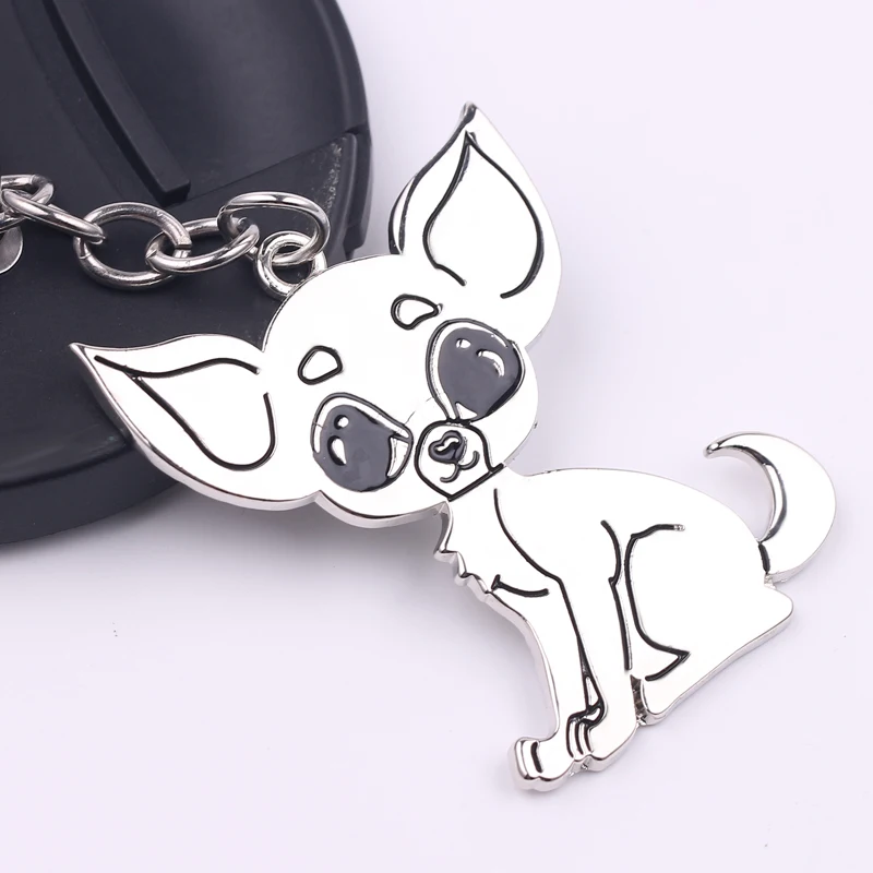 Animal Chihuahua Dog Pendant Keyring Lovely Car key Holder Accessories Gifts for Women Men Kids