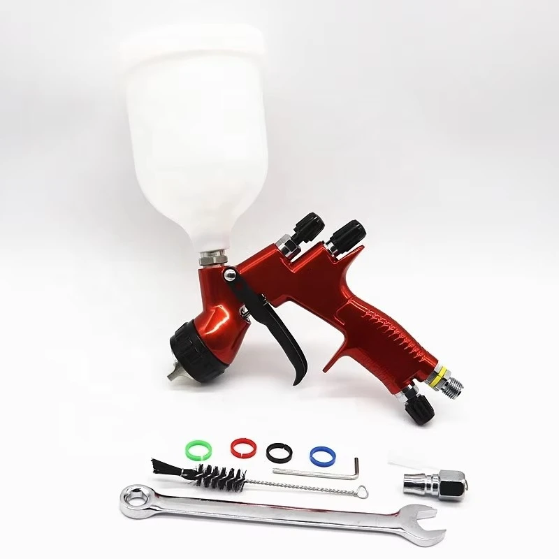 Spray Gun With Adapter Mix Tank 1.3/1.8mm Nozzle Air Spray Gun With Quick-Connect Wash-Free Tank Paint Mixing Cup Paint Sprayer