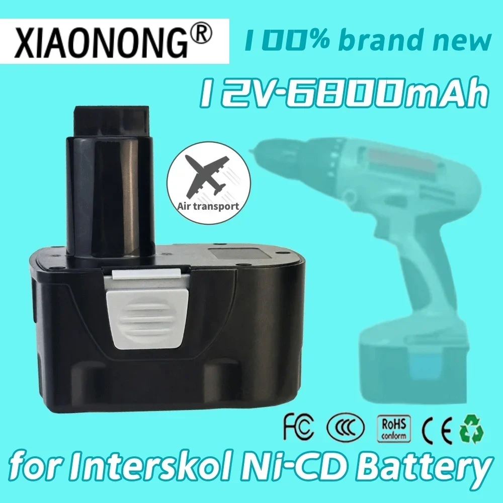 

For Interskol 12V 6.8Ah Ni-CD Battery Power Tool Rechargeable Replacement Battery Screwdriver Cordless Drill H12 DA-12ER-012