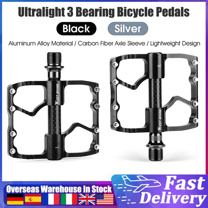 Ultralight Aluminum Alloy Bicycle Pedals 3 Bearings Bike Pedals AntiSlip Waterproof Flat Wide Bike Pedals Cycling Accessories