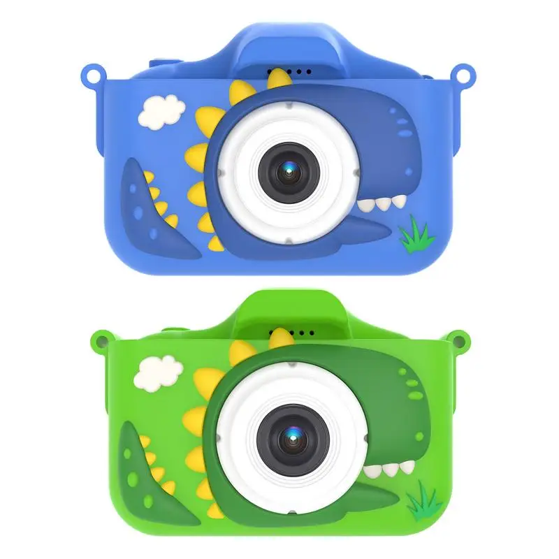 Dinosaur Toy Camera For Kids Hd Digital Video Camera With Silicone Cover Christmas Birthday Gifts For Girls Boys Age 3-12