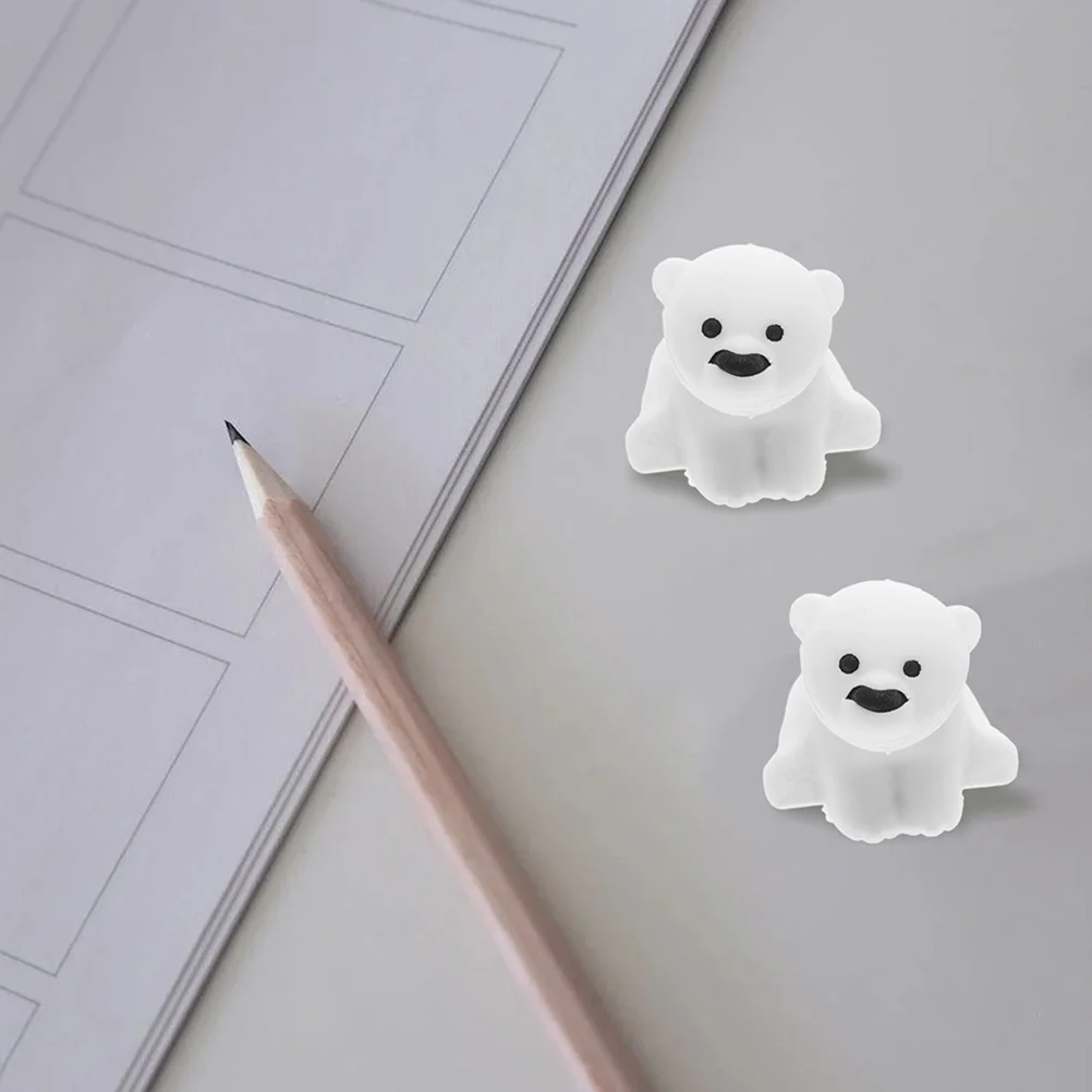 

40pcs Polar Bear Shaped Erasers Cute Novelty Stationery Bulk Fun Animal Desk Decorations Winter Themed Gifts