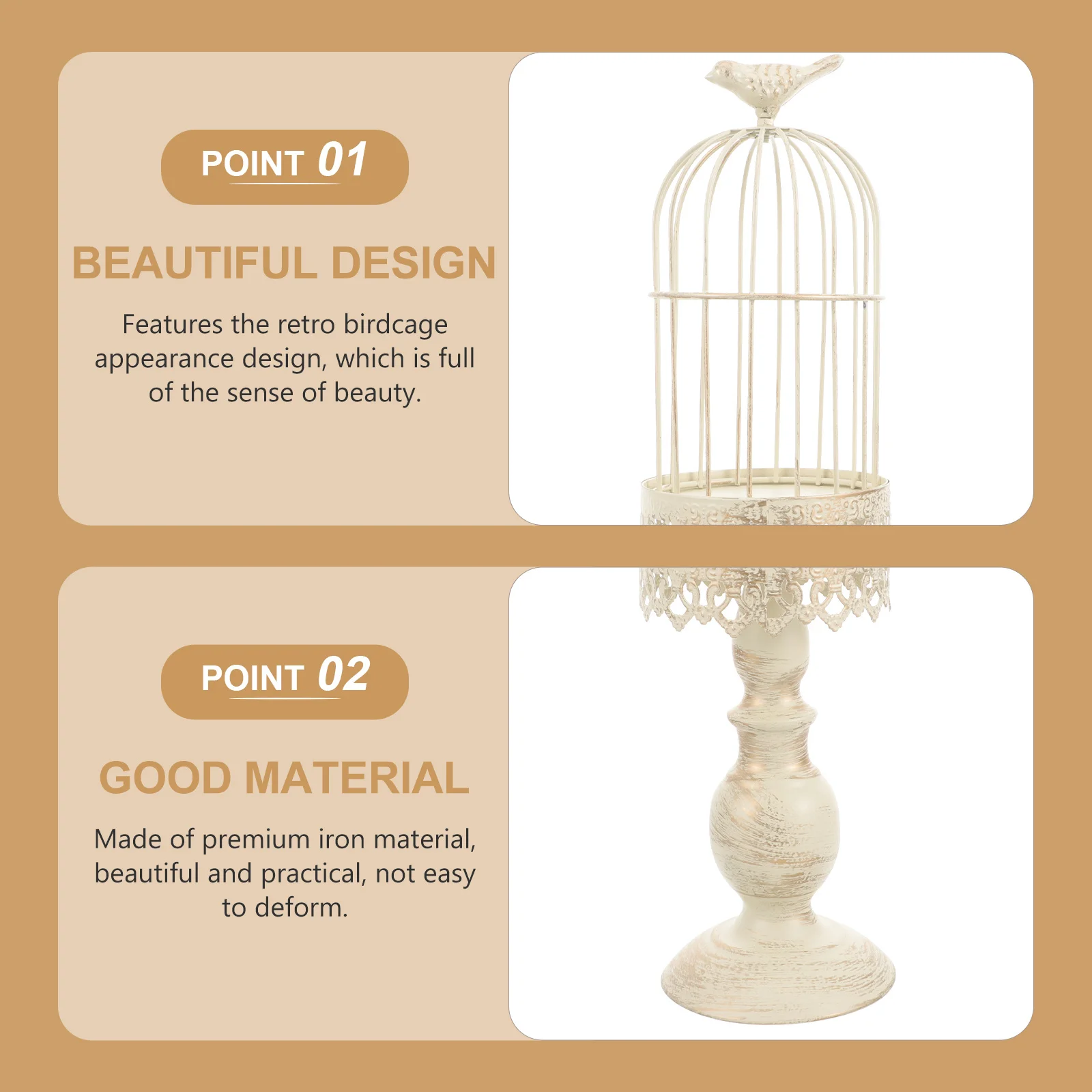 

1Pcs Unique Birdcage Design Candleholder Classic Fashionable Look Strong Non Deformable Structure Perfect for Indoor Outdoor
