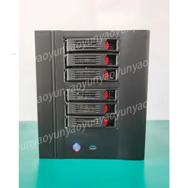 6 Bay Hot Swap ITX NAS Storage Chassis Fit 17x17 Mainboard Home Mini File Server