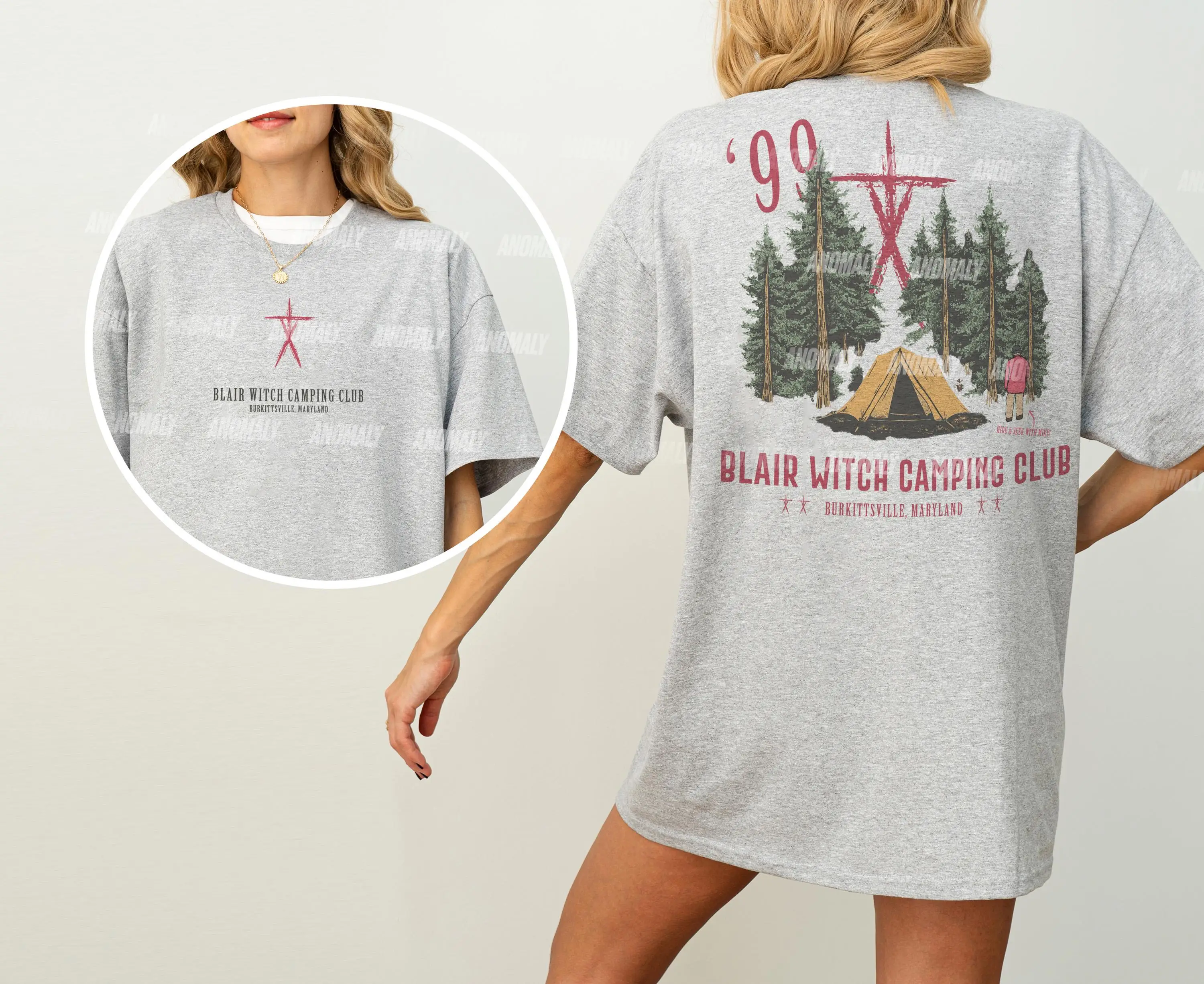 Blair Witch Camping Club T-Shirt: Retro Horror Movie Graphic Tee 2026 Sommer Neues Damen Vintage Atmungsaktives T-Shirt Streetwear – Detail 4