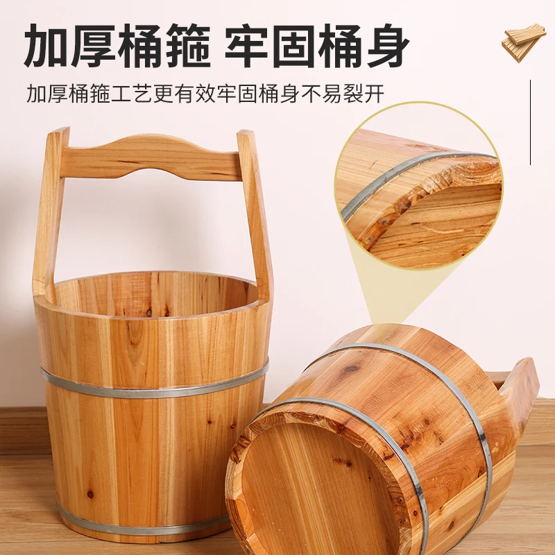 Saunaeimer aus natürlichem Holz, pflanzliche Fußbadewanne für Spa und Therapie mit heißem Frühling, tragbarer, handgefertigter Warmwasser-Einweichbehälter