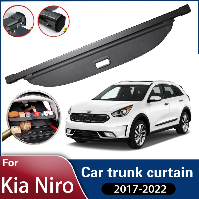 Car Trunk Curtain For Kia Niro DE Plus Niro EV Hybrid 2017~2022 MK1 Trunk Curtain Covers Rear Rack Partition Shelter Accessories