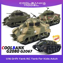 COOLBANK RC Tank 1/16 Skala 2,4 GHz USA M5A1 Stuart Light Tank Model, zdalnie sterowane czołgi z dźwiękiem i światłem dla chłopców i dorosłych