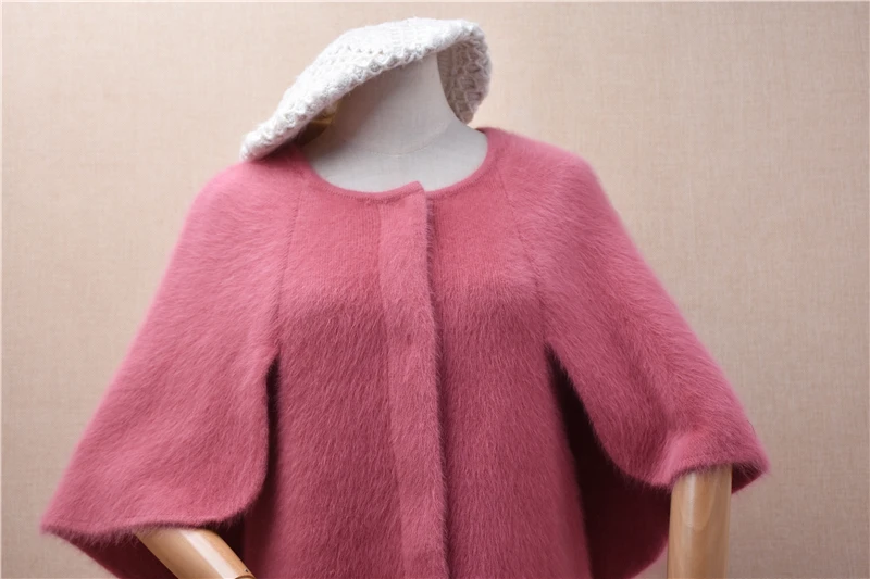 Women Mujer Autumn Winter Clothing Pink Hairy Mink Cashmere Knitted Short Sleeves Slim Cardigans Angora Fur Sweater Jacket Pull