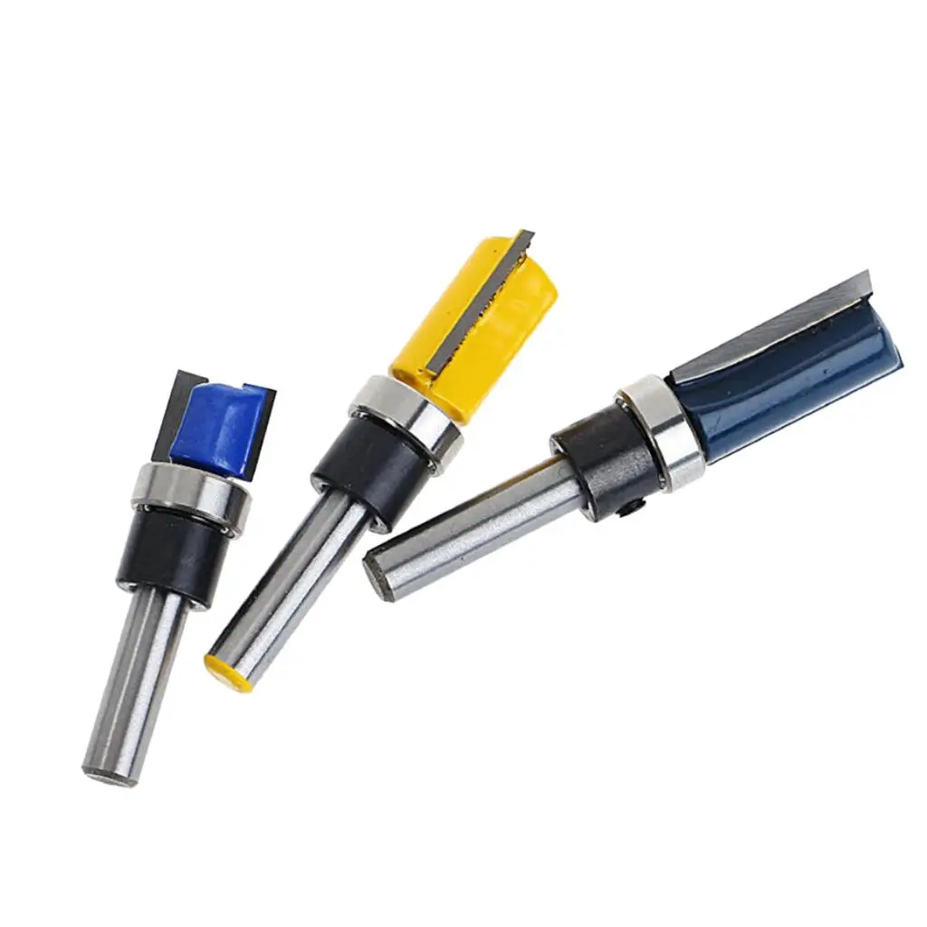 Woodworking Flush Trim Router Bit Set 1/4 Inch Shank Straight Flute Cutter Alloy Tool for MDF and Acrylic