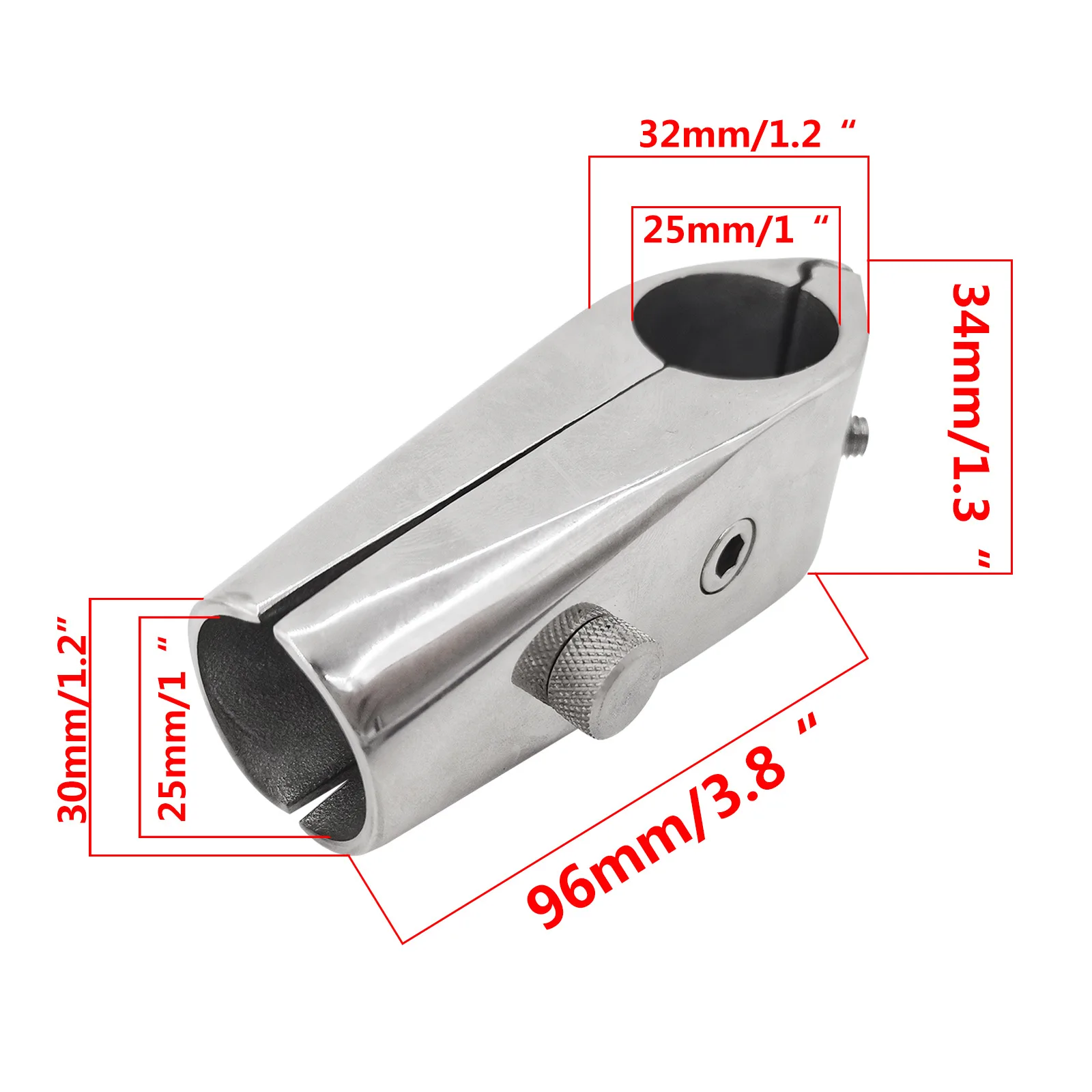 Boat 316 Stainless Steel Bimini Top Hinge Rail Mount Pipe Clamp Quick Release for 25mm Tube Flag Pole Sleeve