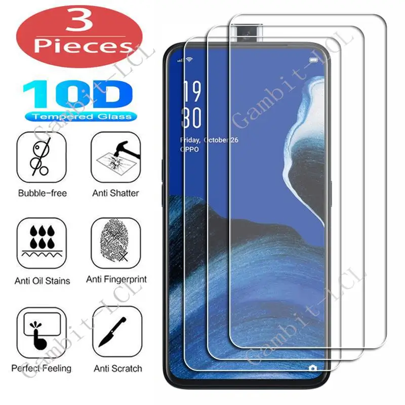 3Pcs Tempered Glass For OPPO Reno 10x Zoom Reno2 2 3 4 5G A Ace Z F Reno3 Reno2Z Reno4 Reno4Z Lite Screen Protector Cover Film