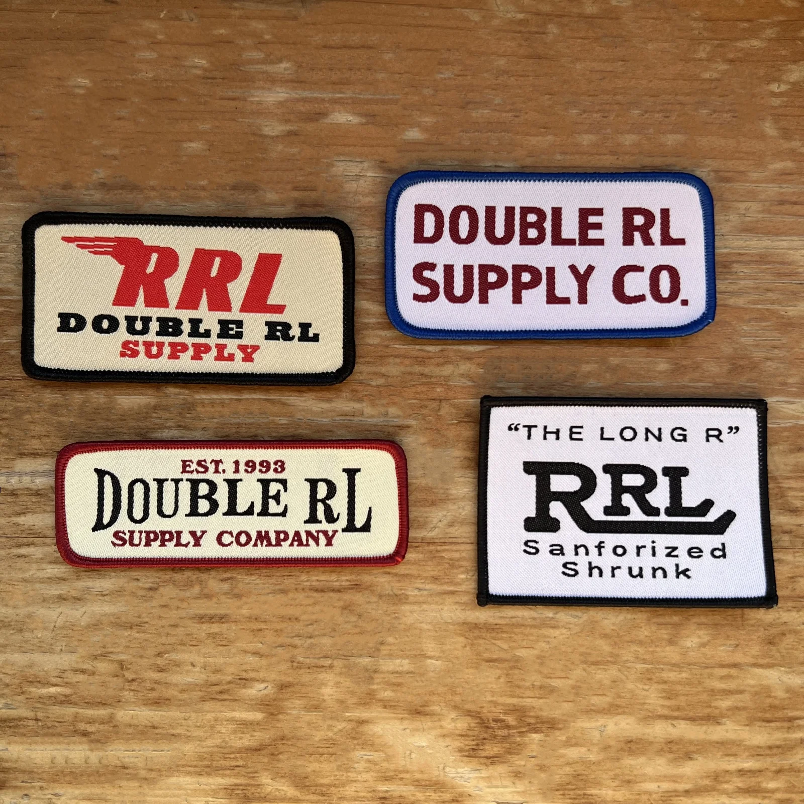 American Retro Long Shape Adhesive Patch Badge Fabric Stick-On Four Styles Double RL Vintage Textile Accessories