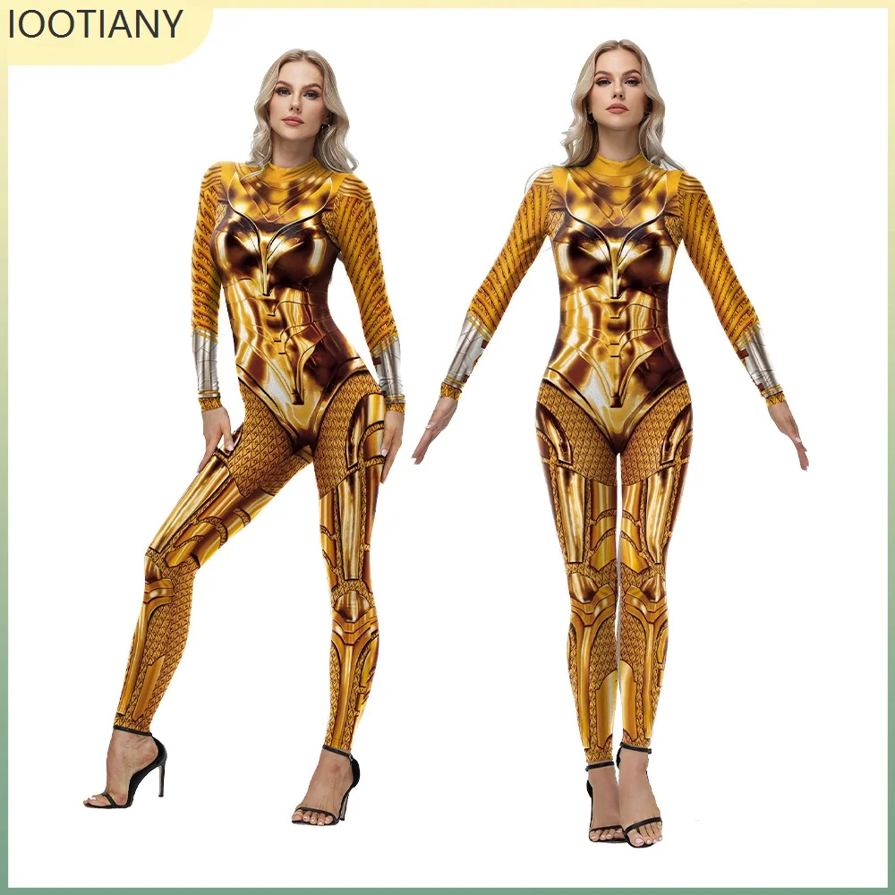 

IOOTIANY Women's Cosplay Costume Printed Sexy Bodysuit Set Fancy Dress Costume Adult Bodysuit Zentai Muscle Armor Battle Suit