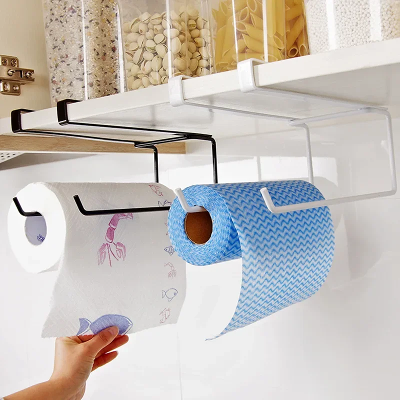 

Kitchen No Punching wall mounted lazy upright refrigerator plastic wrap roll paper rack storage rack Kitchen Paper Roll Holder