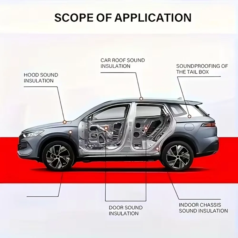 50PCS Value Pack Car Soundproof Insulation Mat for Vehicles Heat Shield Self Adhesive Noise Deadening Pad for Door Roof Engine view 4