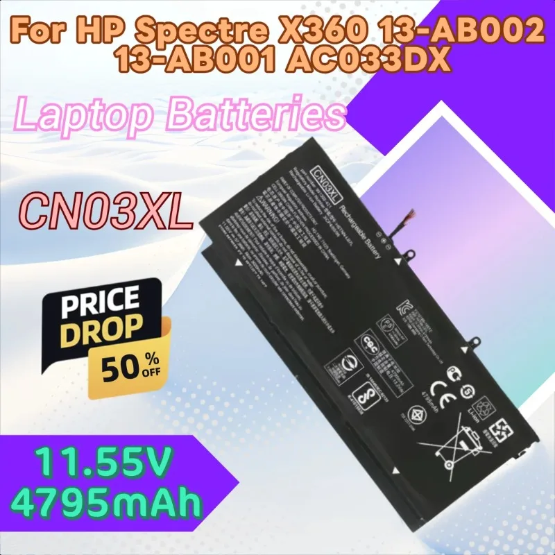 

11,55 В 4795 мАч CN03XL SH03XL 859026-421 859356-855 HSTNN-LB7L TPN-Q178 Аккумулятор для HP Spectre X360 13-AB002 13-AB001 AC033DX