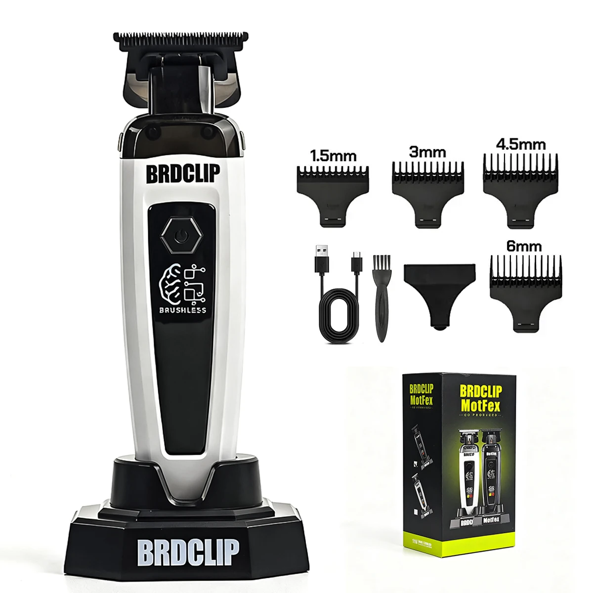 BRDCLIP Professioneller elektrischer Haarschneider BRD 107 Haarschneider für Männer 8000 U/min mit Basis 2000 mAh Friseur-Schnitzmaschine