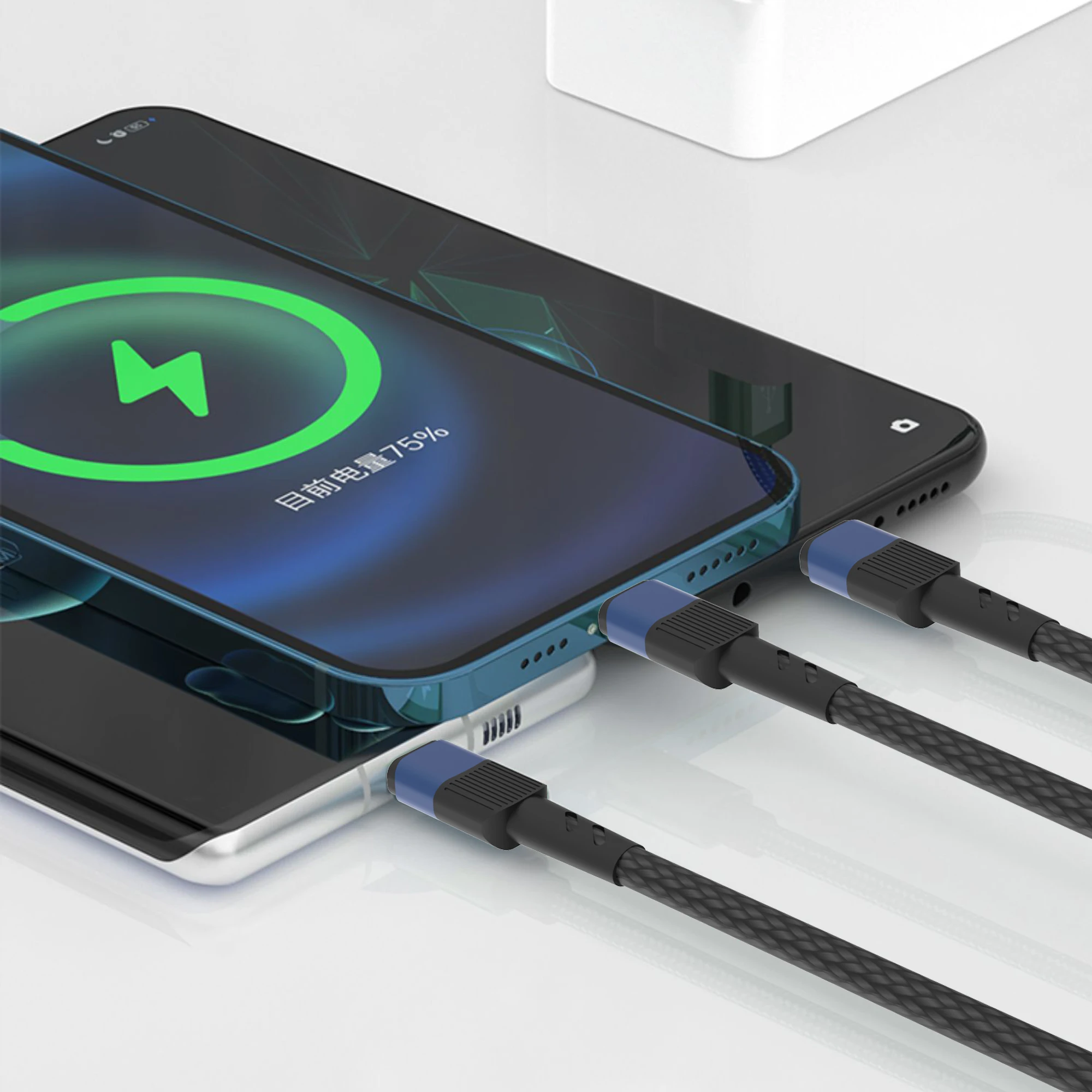 كابل شحن 3 في 1 لـ iphone ، وhaواوي ، وmro usb ، وtype c ، و 1m ، ومنفذ متعدد ، ومنفذ متعدد #4