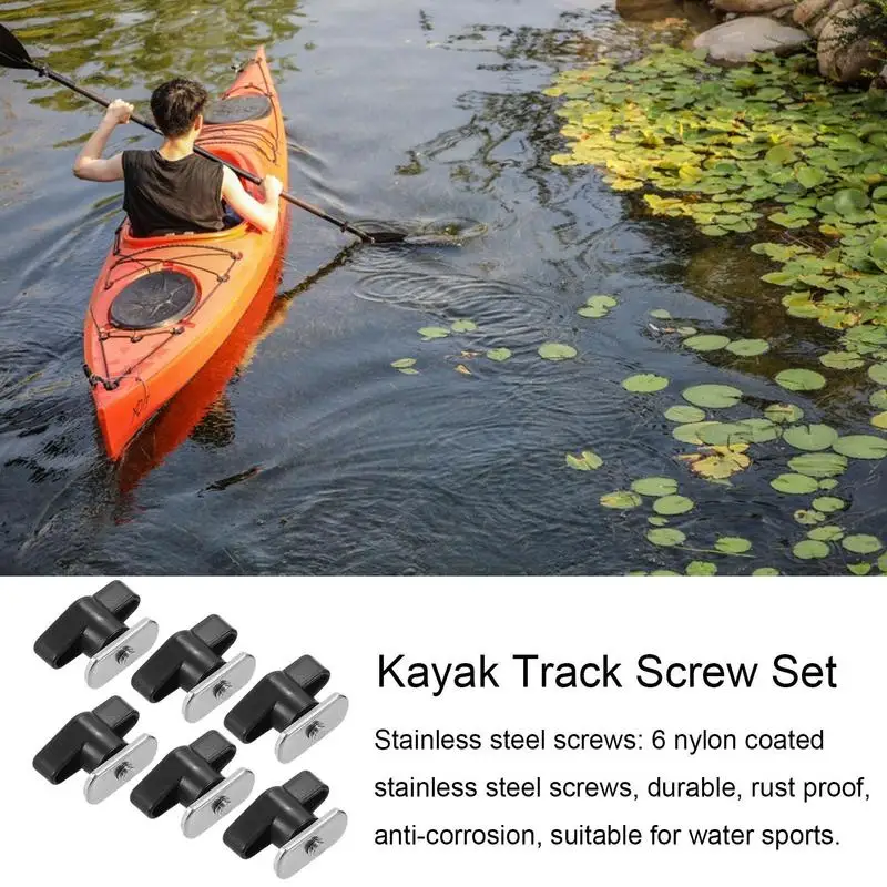 Kayak Track Bolts And Nuts 6pcs Rust-Proof Metal Rail Bolt For Kayaks Rust-Proof And Lightweight Kayaks Track Screws Suitable