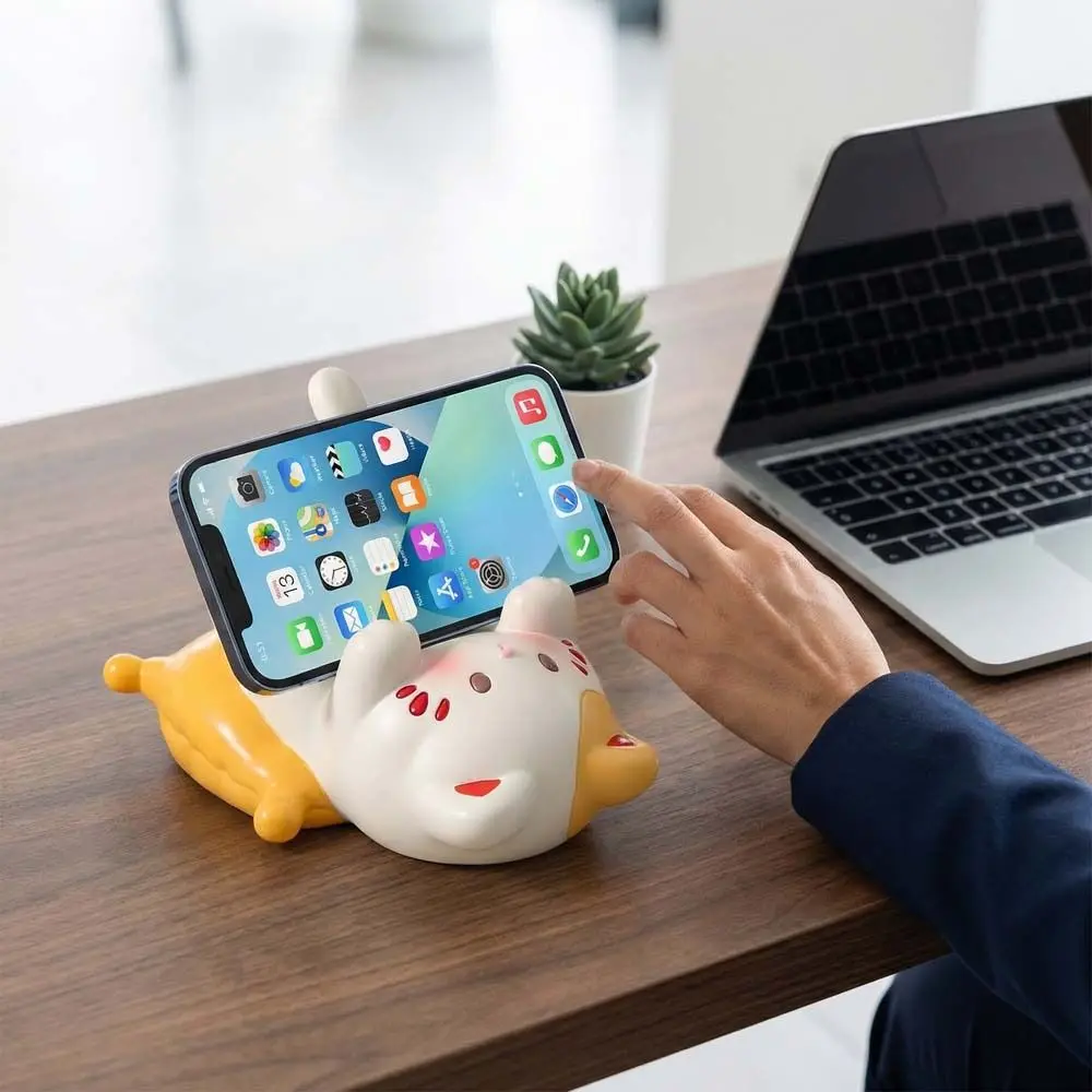 

Resin Cat Shaped Phone Holder Figure Model Craft Ornaments Cat Desktop Stand Figurine Cartoon Cat Shape Phone Bracket