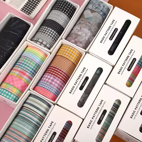 6 Rolls/Box, Diy Grid Washi Tape, Masking Tape, Perfect For Diy Journals And Notebooks, Perfect For Those Who Love Journaling.