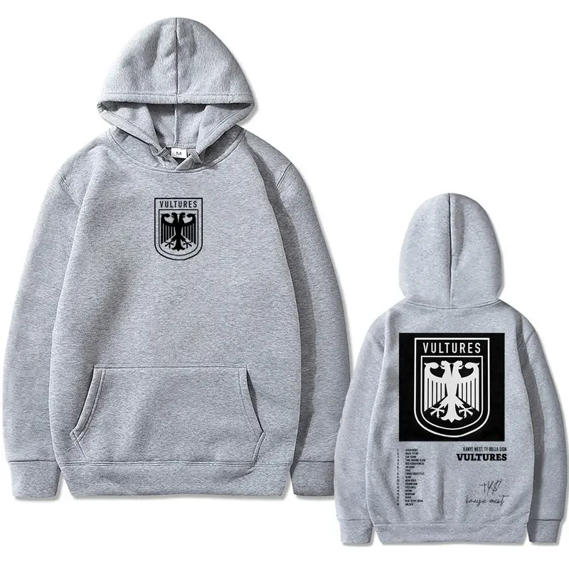 Rapper Kanye West Vultures Album Cover Print Hoodie Men Hip Hop Fashion Sweatshirt Music Graphic Hoodies Male Casual Streetwear