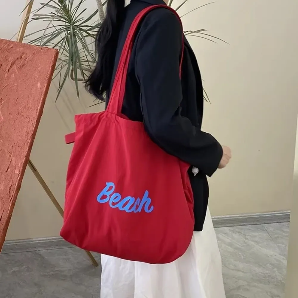 

Модная сумка для покупок на шнурке, большая вместительная парусиновая сумка на плечо, легкая большая сумка с буквенным принтом на каждый день