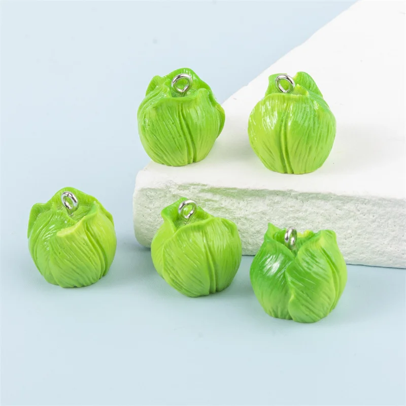 10pcs/lot 3D Simulation Cabbage Charms Cute Food Vegetable Resin Pendants for Earrings Necklace Diy Jewelry Making Accessories