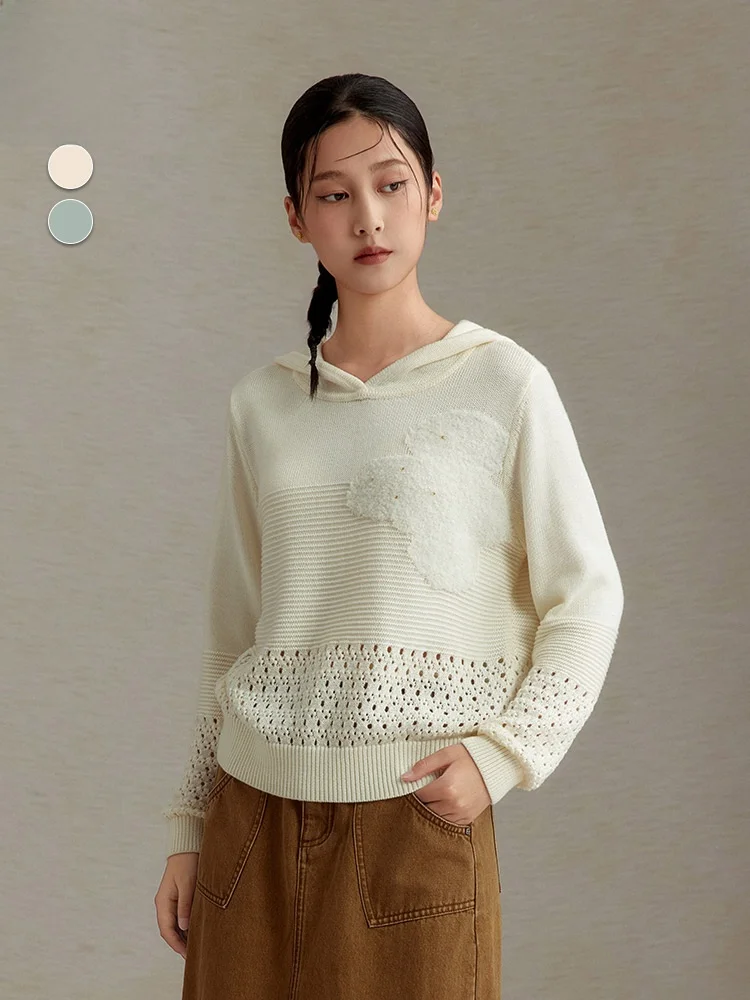 

Женский вязаный свитер свободного кроя с ажурным узором, длинный рукав, круглый вырез, модный повседневный стиль, полиэстер, нейлон...