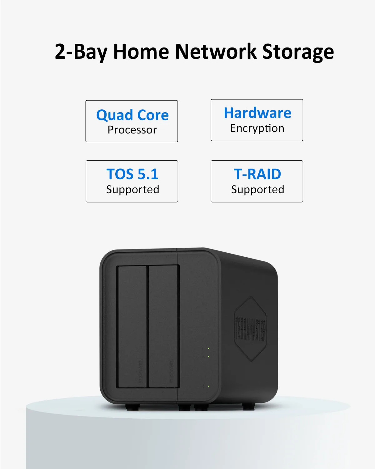 TERRAMASTER F2-212 2Bay NAS - Quad Core 1GB RAM DDR4 Personal Private Cloud Network Attached Storage (Diskless)