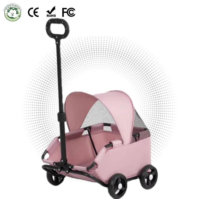 CE Certified Luxury Pet Stroller for Dogs Cats & Teddy Babies-Lightweight Folding Travel Cart