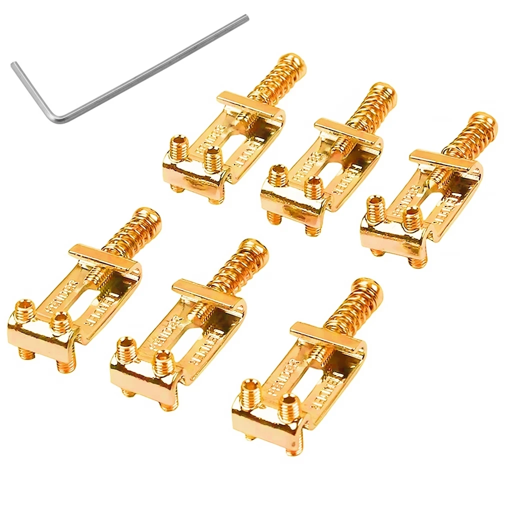 ​ ​ 6 Buah Sistem Sadel Jembatan Rol Gitar Elektrik dengan Kunci Pas-Pengganti Tremolo untuk Bagian Gitar Tipe Fender Strat/Tele ST ​ ​