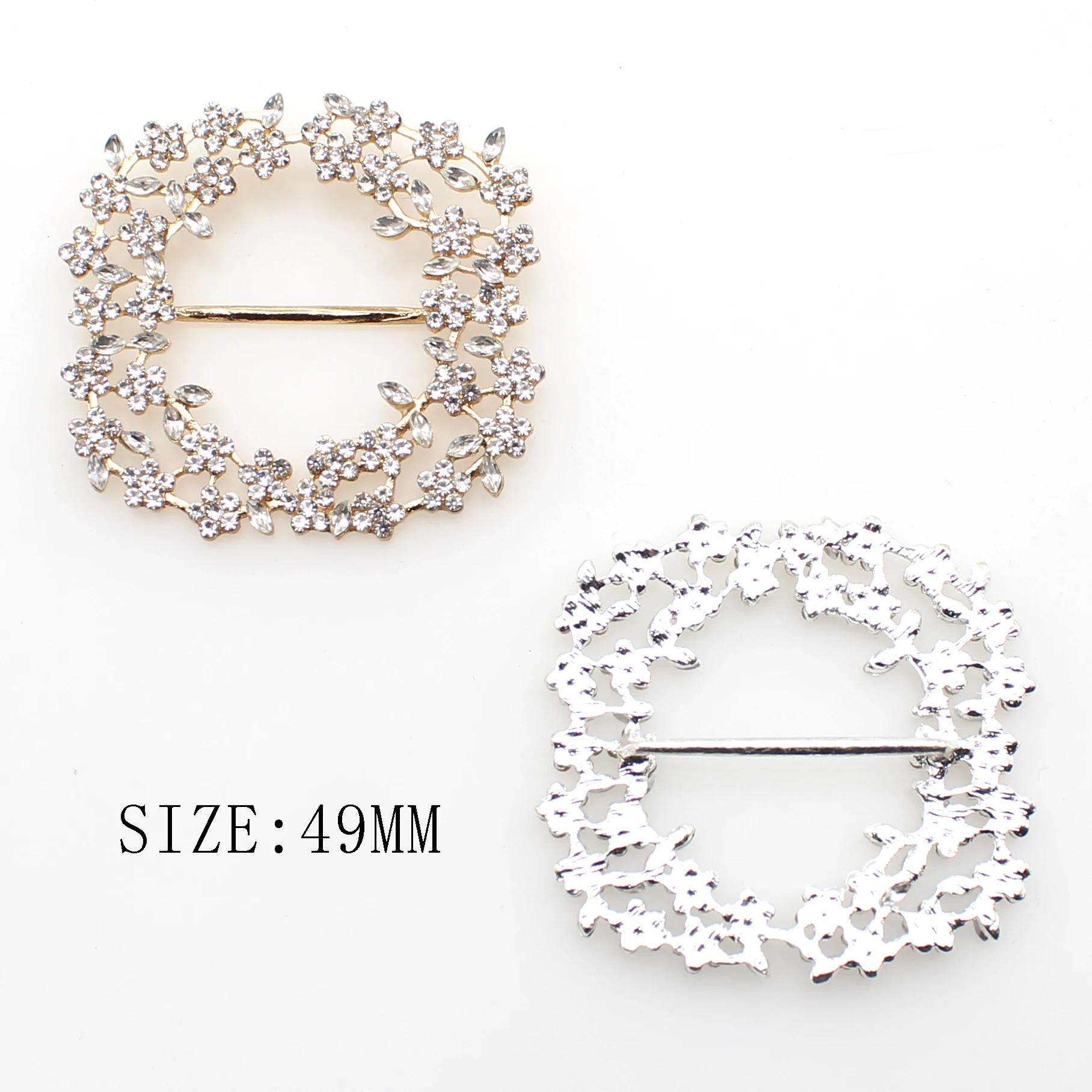 New 1Pcs/Lot 49mm Alloy Hollow Rhinestone Buttons DIY Sewing Ribbon Decorative Costume Jewelry Accessories