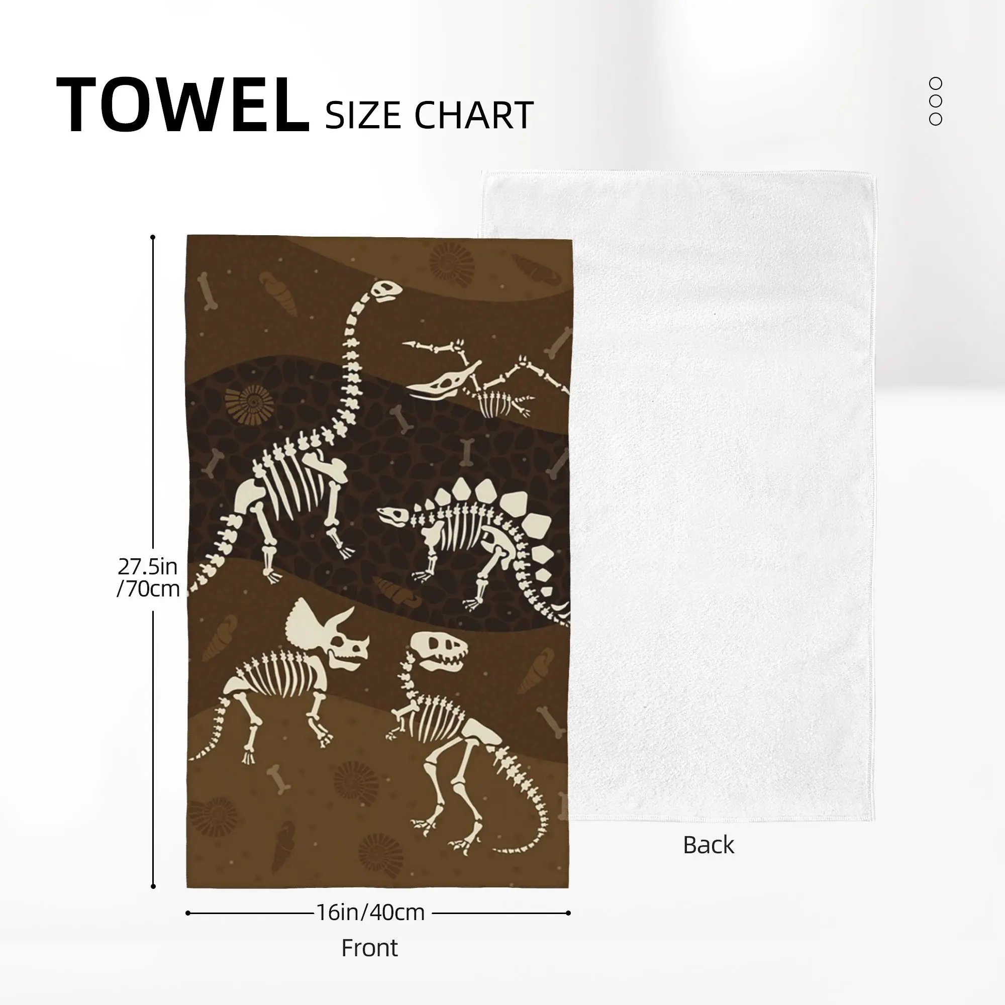 Custom Dinosaur Fossil Pattern Soft Face Towel Quick Dry Pool Bath Cotton Towels Absorbent Quick