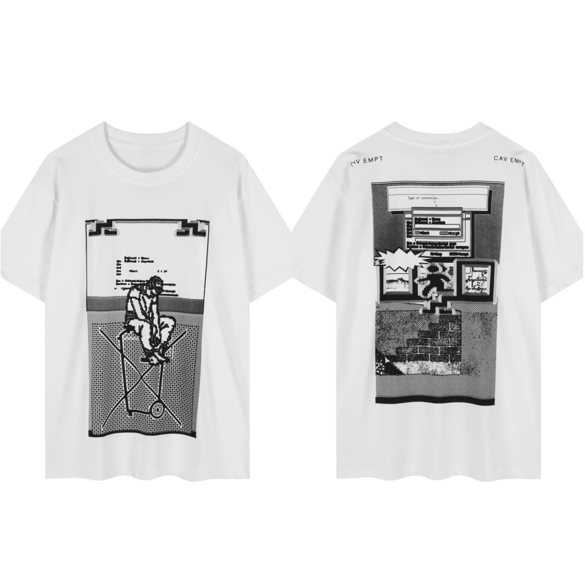 Rare LIFE CAVE 2026 MPT Daily Tide CE Cotton Short-Sleeve Retro Trendy Printed Loose Fit Couple T-Shirt for Men and Women Summer