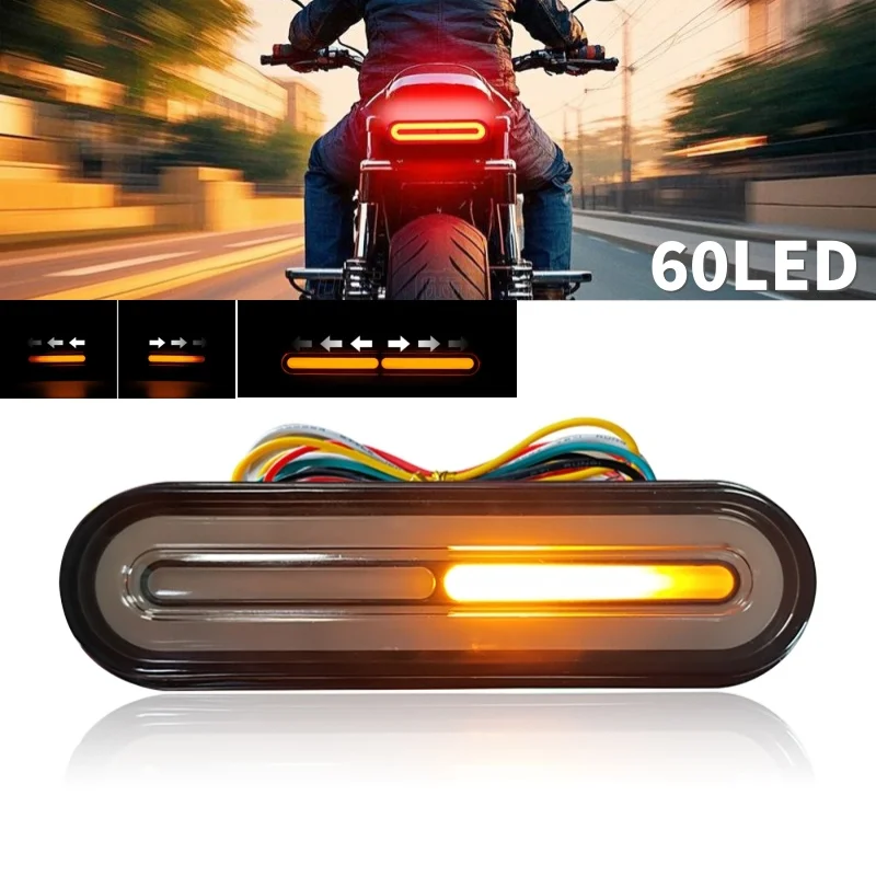 DC12-80V 60LED Tail Light Rear Brake Stop Lamp With Sequential Turn Signal Light For ATV UTV Truck Car Motorcycle
