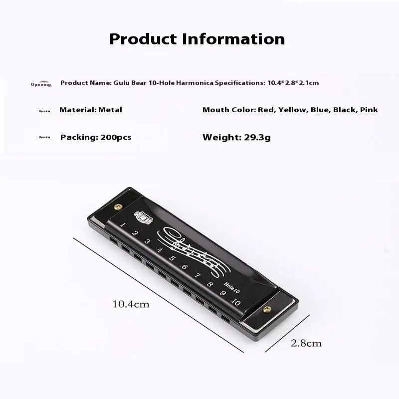 New Sale 1PC Professional 10 Hole 20 Tone Harmonica Color C Tone Harmonicas With Case Christmas Gift For Beginners Harmonica - view 6